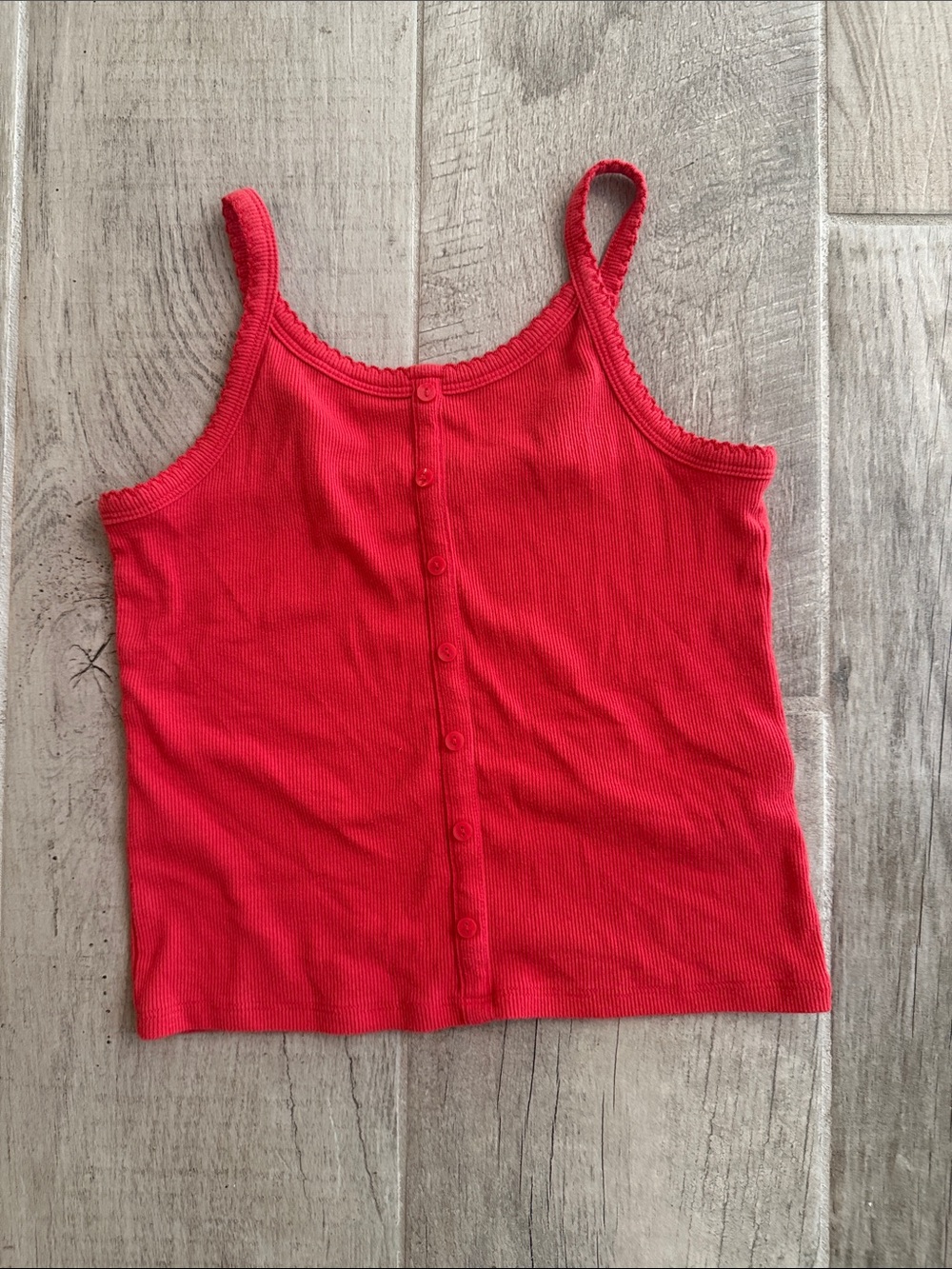 abercrombie kids Red Ribbed Button-Front Tank